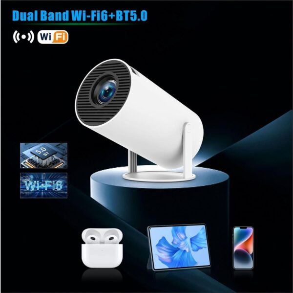 Miniproyector port??til HY300 PRO, con WiFi y Bluetooth, Compatible con 4K, 1080P, 300ANSI, 180 ?? giratorio, Keystone con para coche, Android 11, proyector inteligente, Compatible con con HDMI / USB / port??til - Image 5