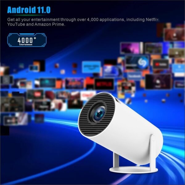 Miniproyector port??til HY300 PRO, con WiFi y Bluetooth, Compatible con 4K, 1080P, 300ANSI, 180 ?? giratorio, Keystone con para coche, Android 11, proyector inteligente, Compatible con con HDMI / USB / port??til - Image 4
